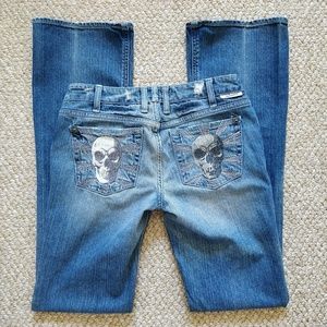 W's J & Company distressed Beverly skull jeans 27